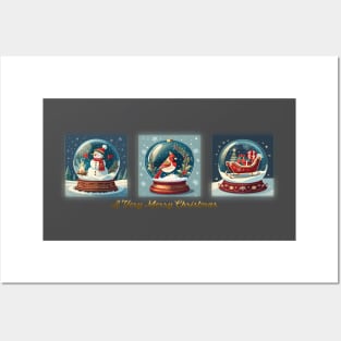 Three Christmas Snow Globes Posters and Art